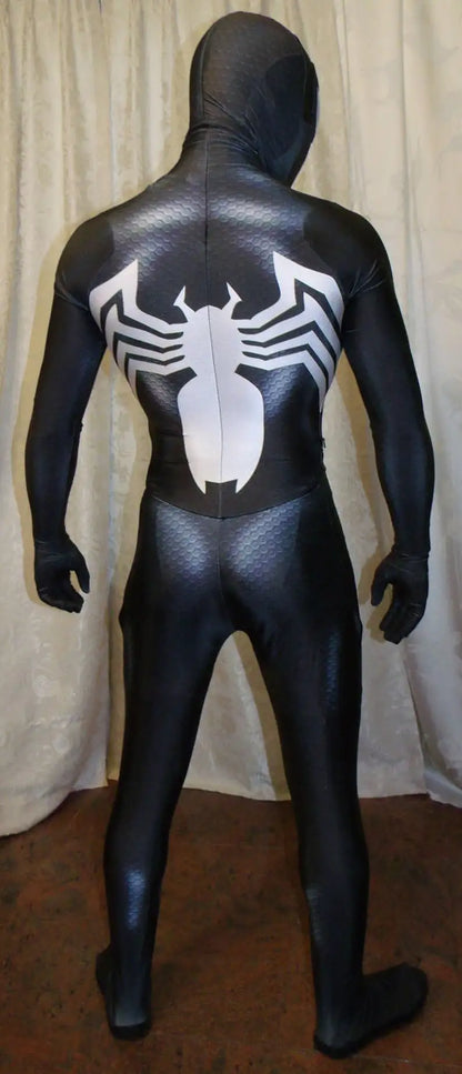 Halloween Venom Symbiote Spider Costume - Men’s Black Superhero Zentai Bodysuit for Cosplay Parties