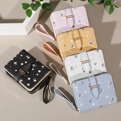 Flower Patterned Credit Card Holder – Small Zipper Card Case Wallet for Women & Men, Handheld and Compact