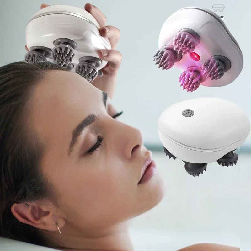 Electric Scalp Massager with Red Light Therapy – Antistress Body Massage Tool for Muscle Tension & Tiredness Relief
