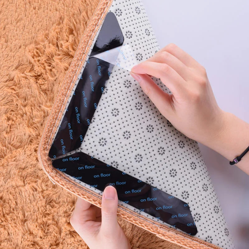 Prevent Carpet Curling : 16/8pcs Non-Slip Reusable Washable Stickers – Floor Rug Mat Tape Gripper Corner Pads