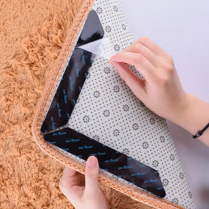 Prevent Carpet Curling : 16/8pcs Non-Slip Reusable Washable Stickers – Floor Rug Mat Tape Gripper Corner Pads