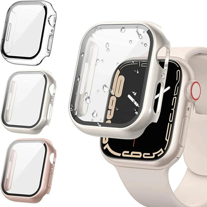 Apple Watch Glass Case Cover - Full Screen Protector for Series 9, 8, 7, 6, SE & iWatch 38mm-45mm