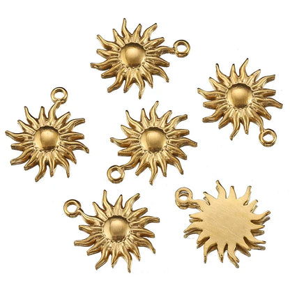 5PCS Stainless Steel Sunburst Sun Pendant Charms – DIY Jewelry Making Supplies for Necklaces & Bracelets