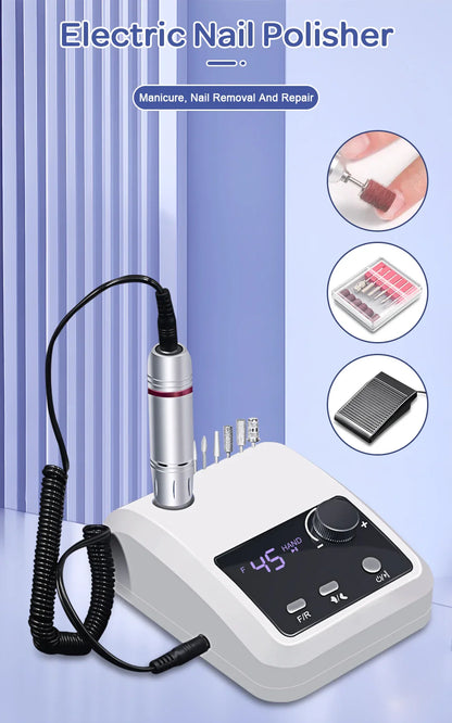 45000 RPM Electric Nail Drill Machine, Professional Metal Manicure Pen, HD Display Nail File & Sander for Nails