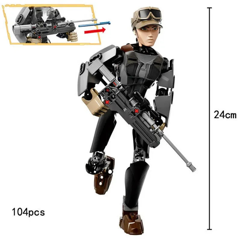 Space Wars Buildable Action Figures — Kylo Ren, Chewbacca, Boba Fett, Jango Fett & General Grievous Toys for Kids (KSZ605/617/326)