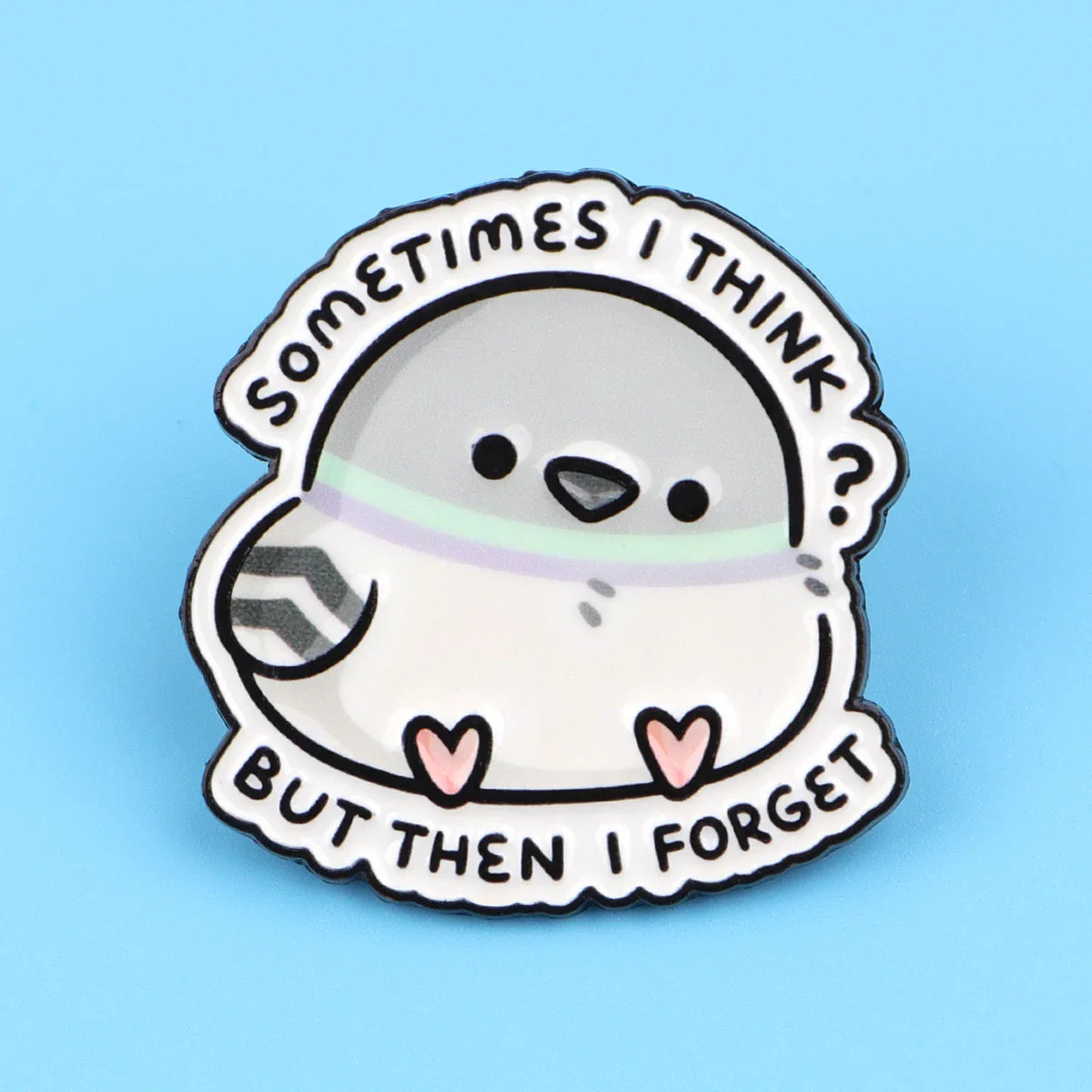 Cartoon Lapel Pins – “Sometimes I Think?” Cute Pigeon Enamel Brooch for Women, Funny Jewelry Gift