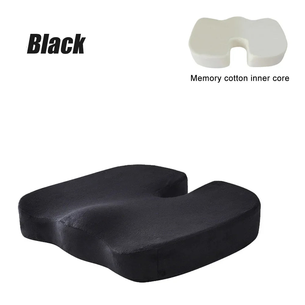Travel Memory Foam U-Shaped Seat Cushion | Car, Office Chair Cushion Pad for Hip Support & Orthopedic Massage