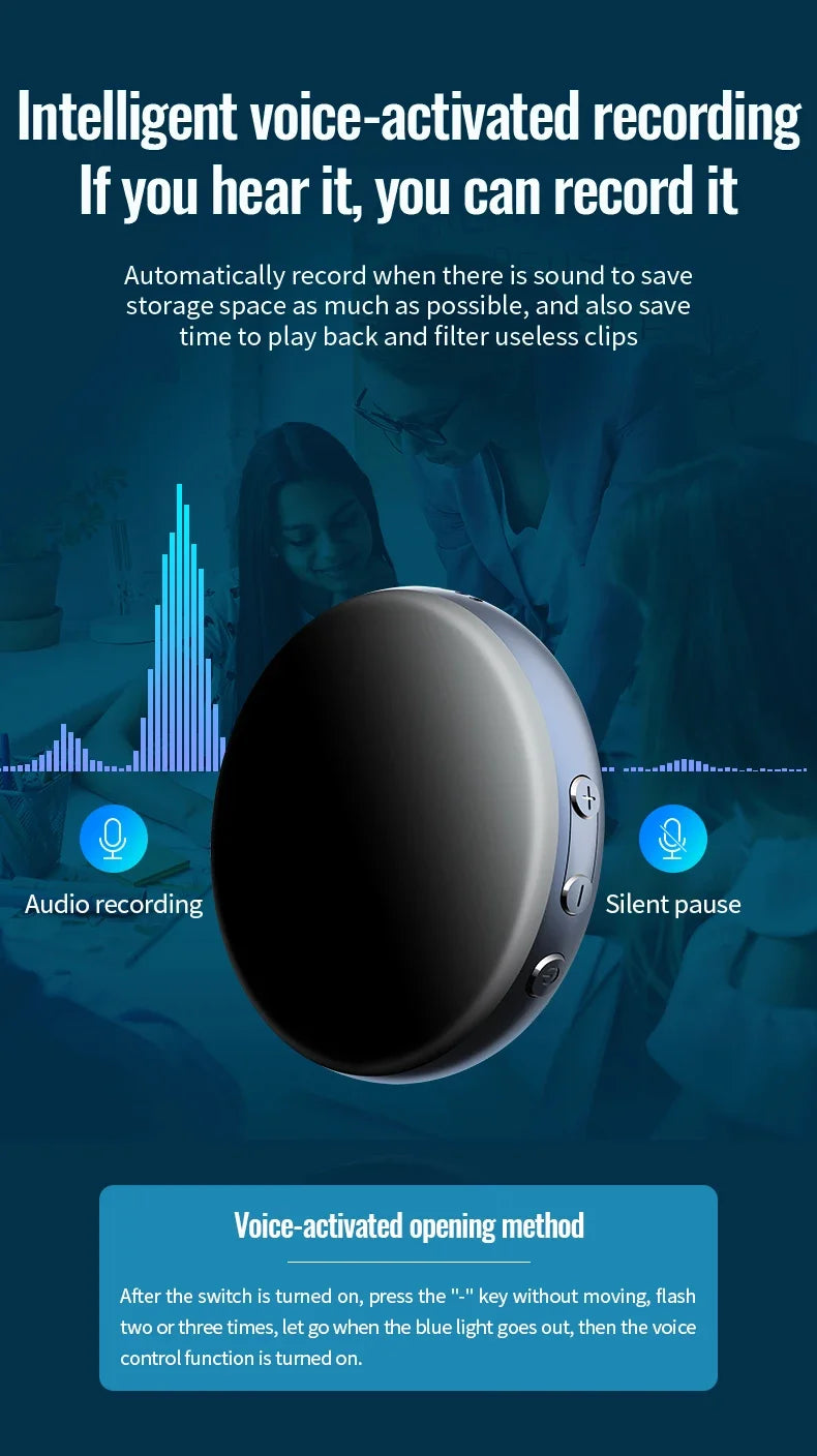 Digital Voice Recorder 64GB – Activated USB Flash Magnet Dictaphone with HD Noise Reduction, 100-Hour Audio & MP3 Player