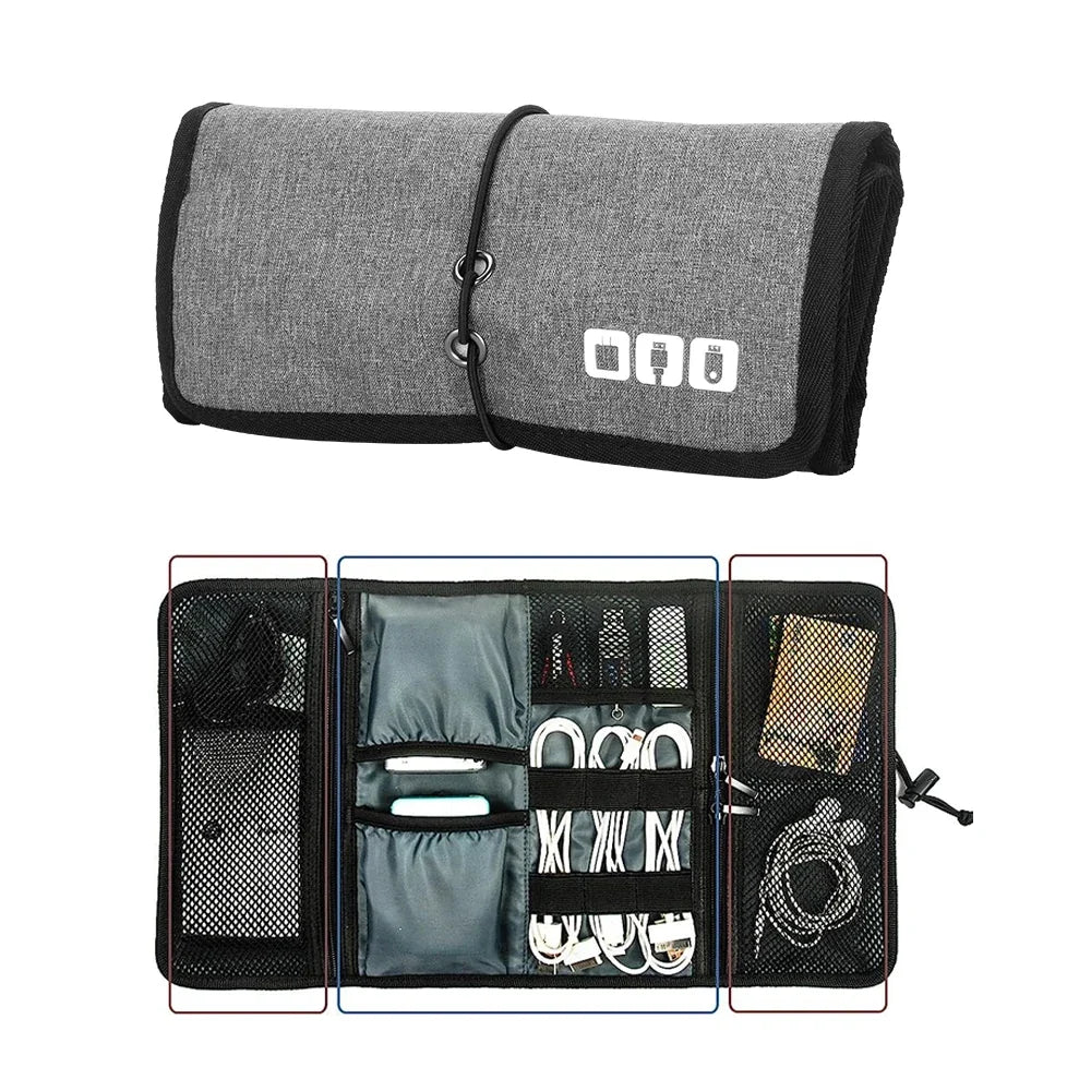 Electronic Organizer Cord Pouch - Travel Cable Charger Bag for USB Cables, Phone Accessories, and Tech Storage