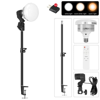85W E27 LED Photographic Lighting Bulb – Dimmable Daylight Lamp with Remote Control for Photo Studio Softbox