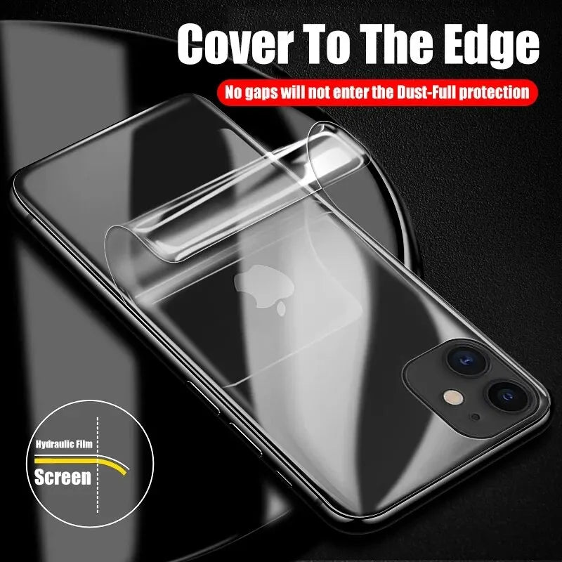 4-Pack Full Cover Hydrogel Screen Protectors for iPhone 11-15 Pro Max & Plus – Back Film, Not Glass