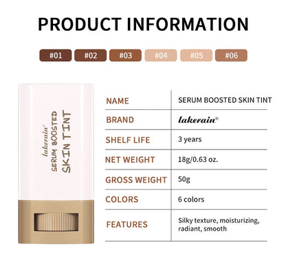 Balm Serum Skin Tint – Silky Texture, Moisturizing Coverage & Plumping Stick Foundation for Even Skin Tone, Travel-Friendly
