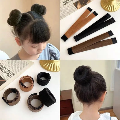 Sweet French Dish Hair Band: DIY Bun Maker Tool for Lady Girls - Synthetic Donut Headband Twist Magic