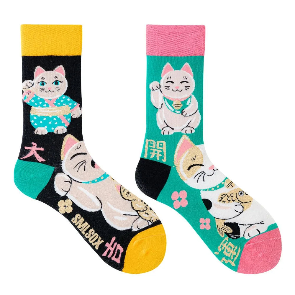 Unisex AB Tide Animal Cotton Socks – Colorful Cat, Dog, Koala, Cow Crew Socks for Men & Women, Four Seasons Gift