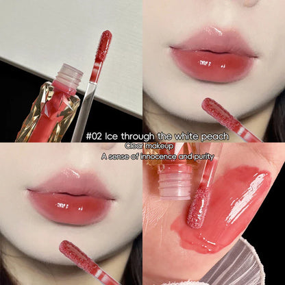 Long-Lasting Waterproof Lip Gloss – Moisturizing Mirror Shine, Easy Halo-Dyeing, Transparent Color Cosmetics