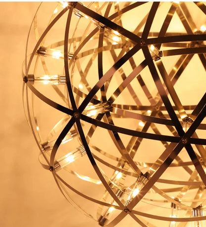 Italy Designer Spark Ball LED Chandelier – Stainless Steel Firework Pendant Lamp with Remote for Loft Living Room Decor