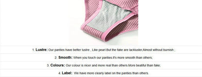 Floral Lace Cotton Women’s Panties - Comfortable Briefs, Solid Color Underwear, 3PCS/Set, Sizes M-XXL