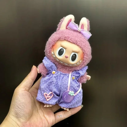 Mini Plush Doll Clothes Set – Kpop EXO Labubu Idol Overalls Outfit for 15-17cm Dolls, Clothing Gift