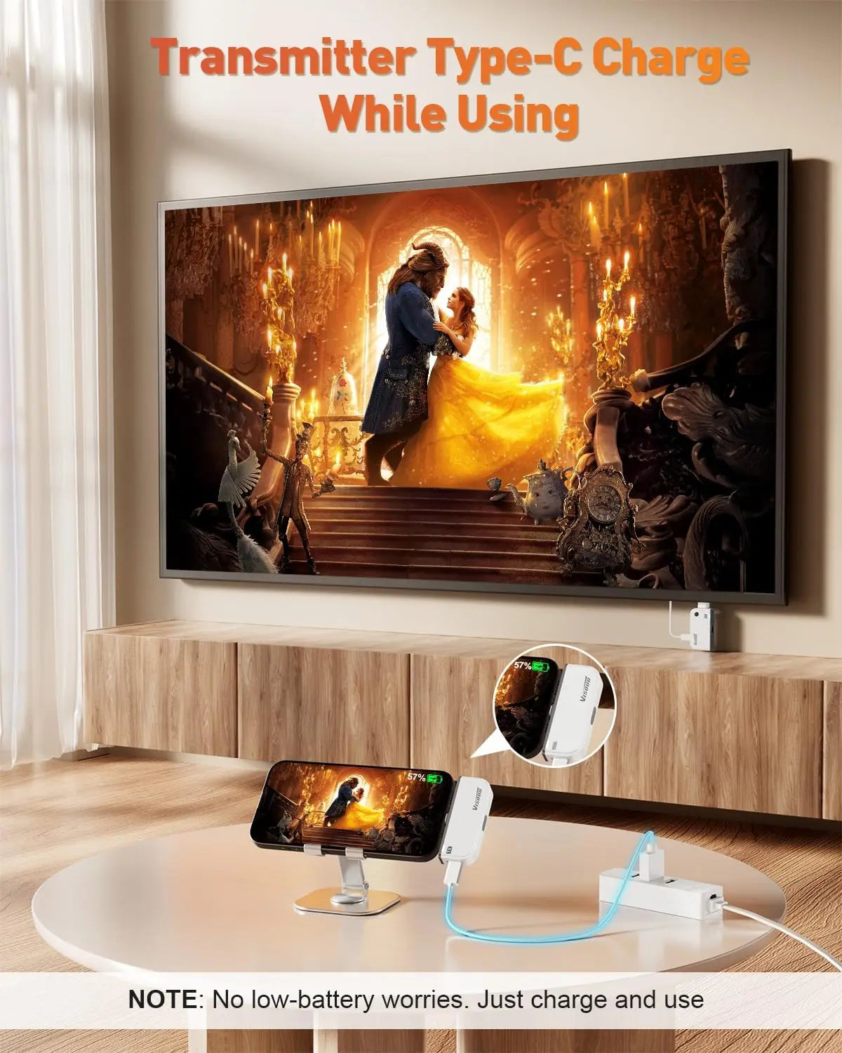 2026 Wireless HDMI Transmitter & Receiver Kit - 4K Input to 1080P 60Hz Output, 328FT Long-Range Plug & Play Video Adapter for TV, Monitor & Projector