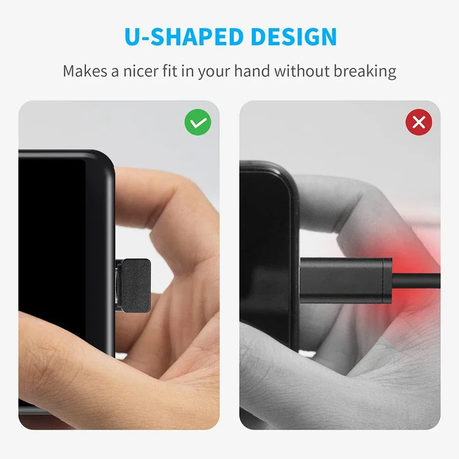 1-3PCS Type-C USB 3.1 10Gbps PD 60W Adapter – 180° U-Shape Male to Female Connector for Laptop, Phone & Tablet