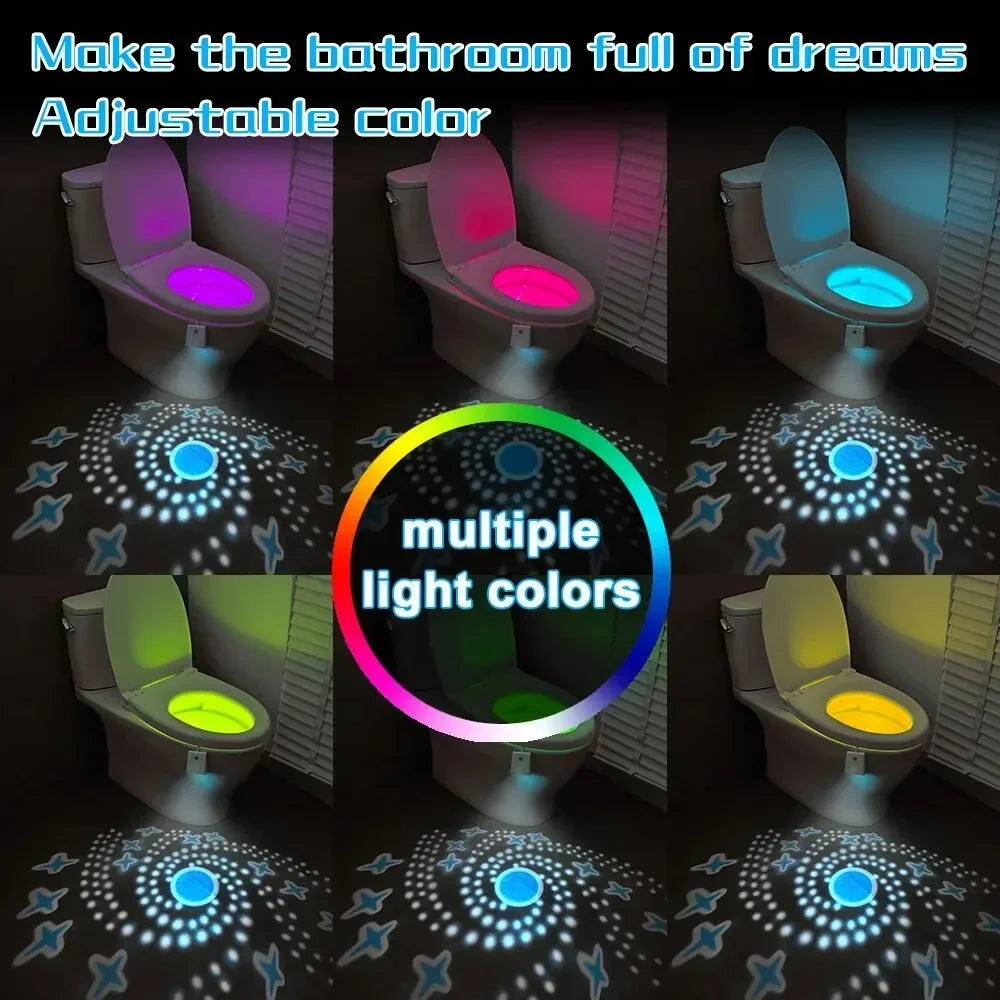 LED Motion Sensor Toilet Night Light – Automatic Body Sensing Waterproof Bathroom Night Lamp for Toilet Bowl Backlight