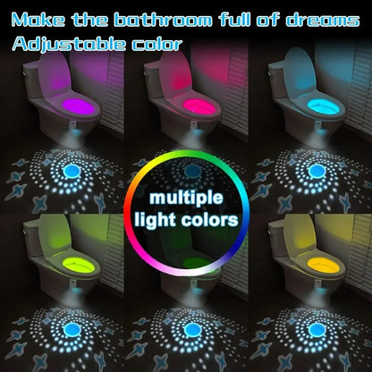 LED Motion Sensor Toilet Night Light – Automatic Body Sensing Waterproof Bathroom Night Lamp for Toilet Bowl Backlight