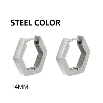 Stainless Steel Triangle Earrings - Unisex Punk Rock Geometric Push-Back Jewelry for Men & Women