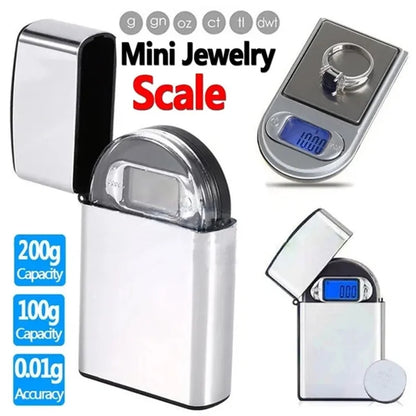 Mini Pocket Lighter Scale - Precision Digital Scales for Jewelry, Diamond, Reloading, Kitchen, 0.01g Weight Capacity (50g/100g/200g)