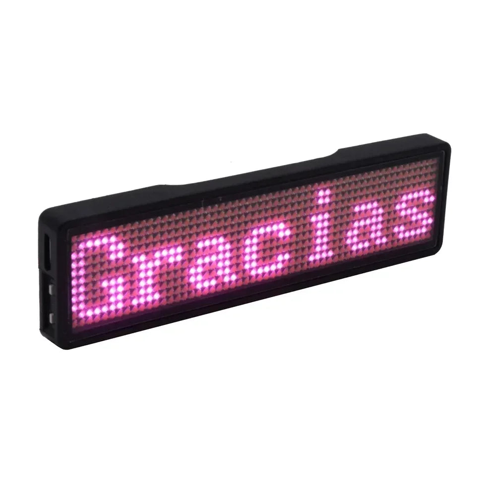 Rechargeable Bluetooth LED Badge – DIY Programmable Scrolling Message Board Mini Name Tag Display