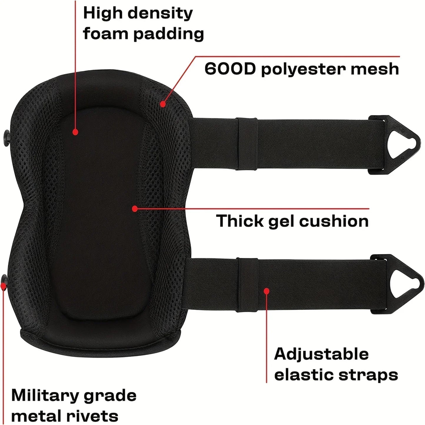 Professional Heavy-Duty Knee Pads for Work - Ideal for Gardening, Construction with Double Straps and Adjustable Clips - Industrial Grade Tactical Protection