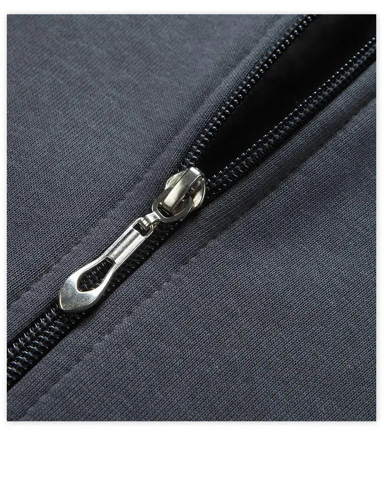Zipper Hooded Sweatshirt – Autumn Winter Fleece-Lined Cotton Cardigan for Men & Women, Solid Color Y2K Style