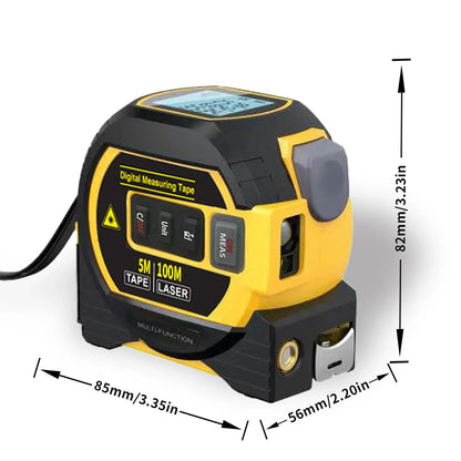3-in-1 Laser Tape Measure: High Precision Digital Rangefinder with Steel Tape - 1 Piece