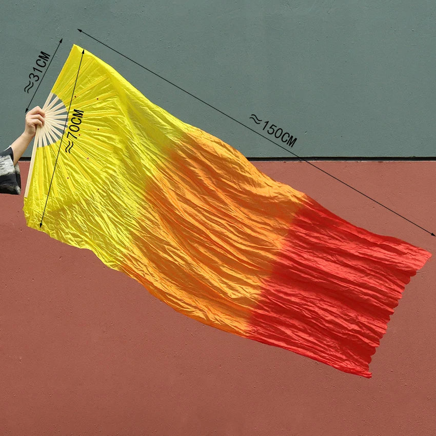 1pcs 150cm Length Dancing Fan - Hot Selling Ms. Belly Gradient Color Dancer Practice Long Imitation Dance Props Silk Fans