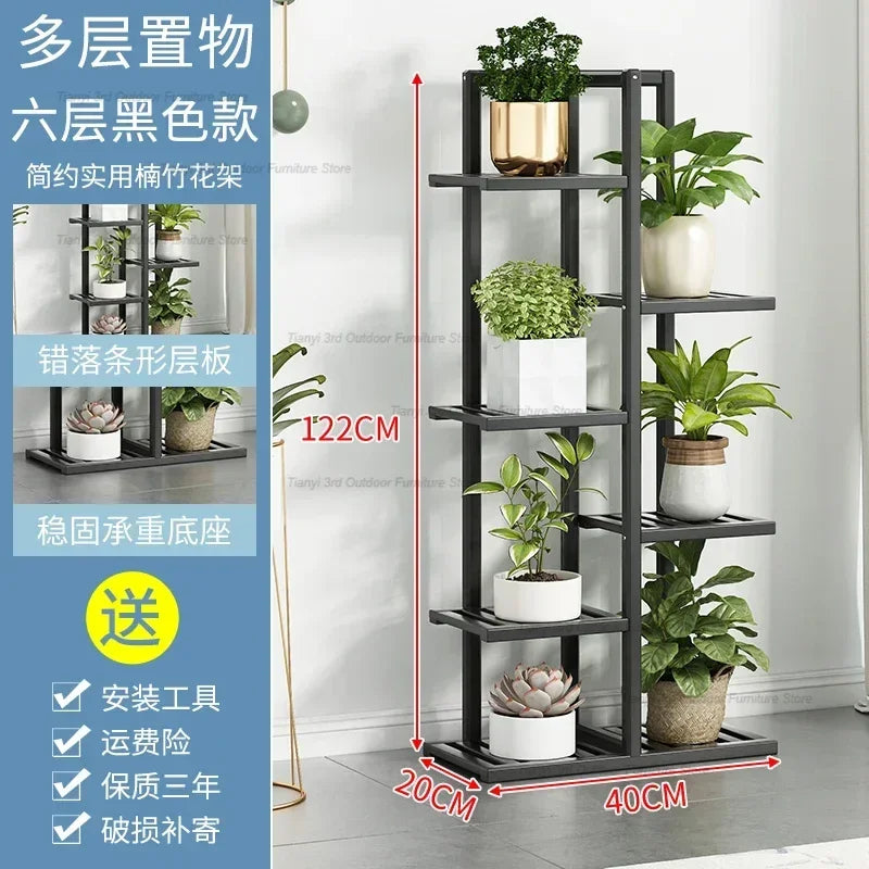 Nordic Wooden Plant Shelves - Indoor Flower Shelf for Living Room, Balcony, Garden Furniture, FYPS