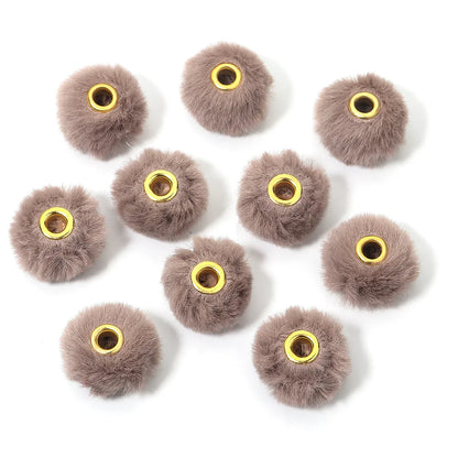10pcs Plush Fur Ball Beads – Multicolor Pompom Spacer Beads for DIY Jewelry, Earrings & Bracelets