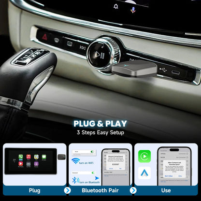 2-in-1 Wired to Wireless CarPlay & Android Auto Adapter — Plug & Play Wireless Car Multimedia Adapter