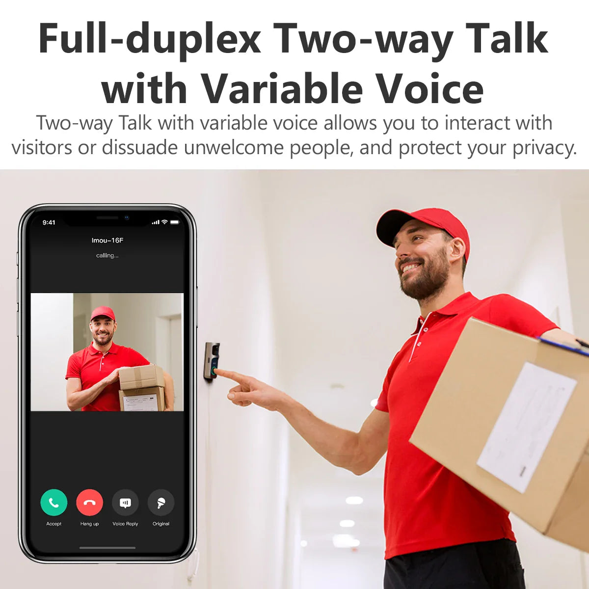 IMOU Video Doorbell 2S – 5000mAh Rechargeable Battery, 30° Pan Lens, Human Detection, Two-Way Talk, Waterproof, 100% Wire-Free with Chime