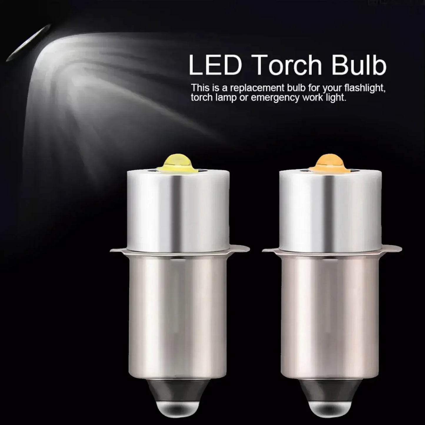 P13.5S E10 BA9S LED Upgrade Bulb - 6500K White Replacement Light for Maglite Flashlights & Torches