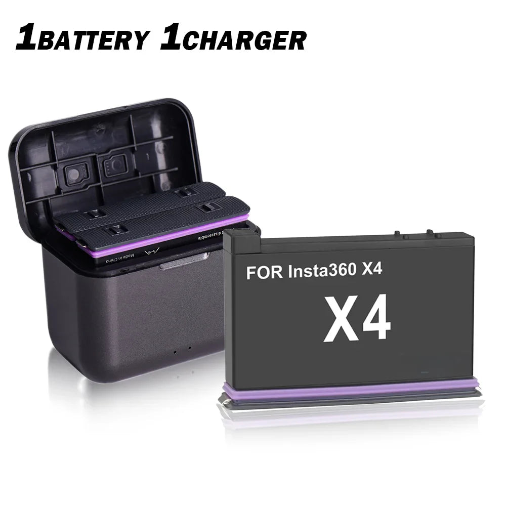 Insta360 X4 Battery 3.85V 2500mAh – Rechargeable Li-ion with Fast Charging Case & Storage Box for 360 Panoramic Action Cameras