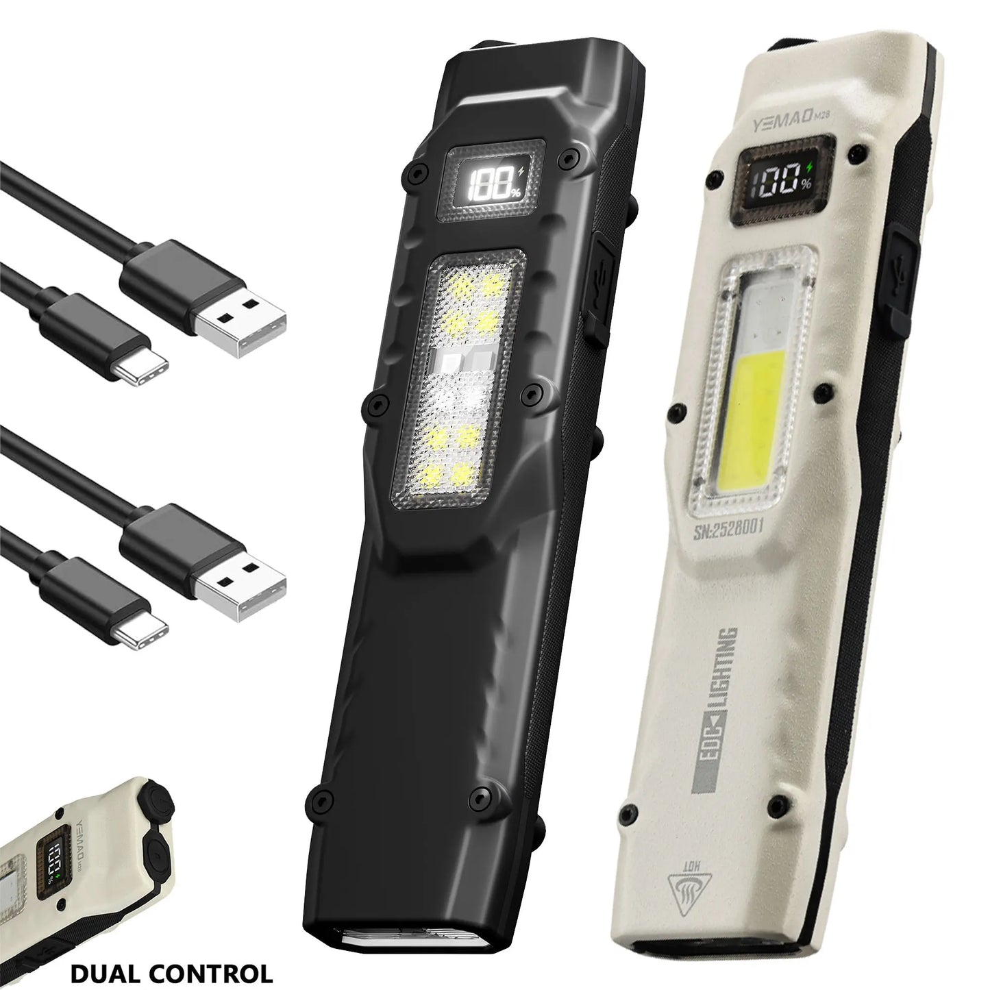 Tactical Triple-Light LED Flashlight – Ultra-Thin Aluminum Alloy EDC Rechargeable COB Work Light