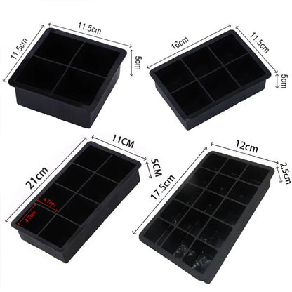 Large Silicone Ice Cube Tray — 4/6/8/15 Grid Mold for Bar, Pub, DIY Ice Blocks