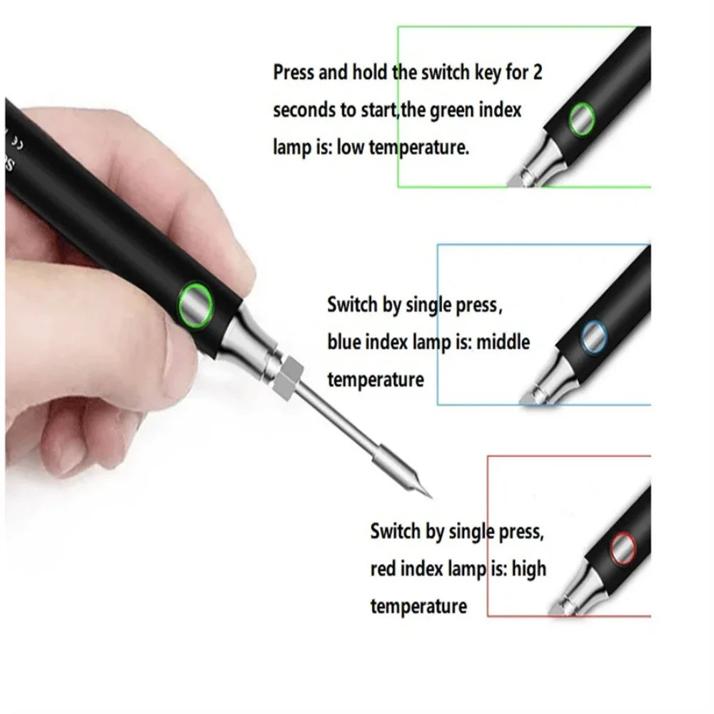 Wireless Rechargeable Electric Soldering Iron – USB 5V 8W Fast Charging Lithium Battery Portable Welding & Repair Tool for Precision Electronics