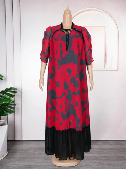 Plus Size African Party Dresses for Women 2026 - Summer Dashiki Ankara Print Muslim Maxi Gown