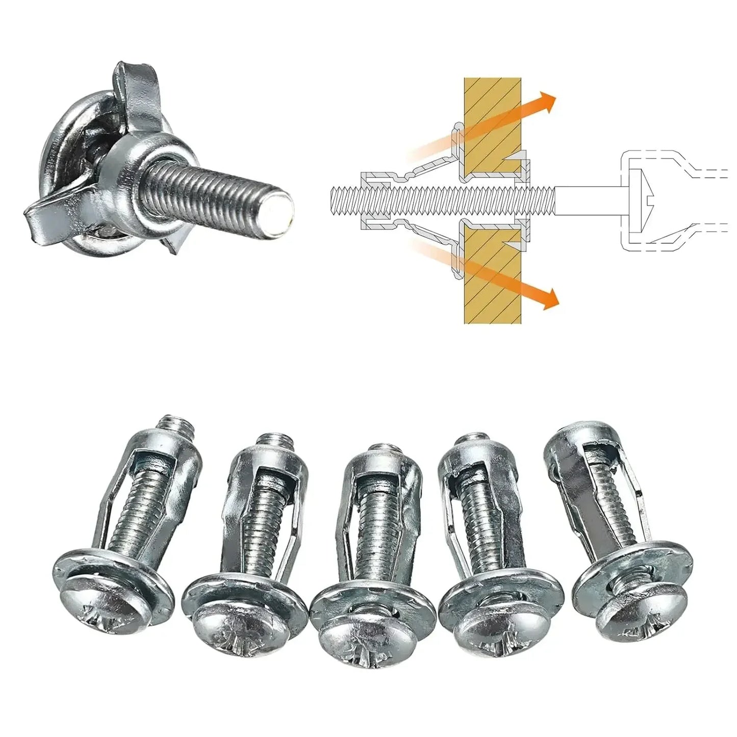 Petal Screw Jack Nuts & Expansion Plugs – Curtain Clamp, Rivet Lock Bolt, and Wall Fasteners