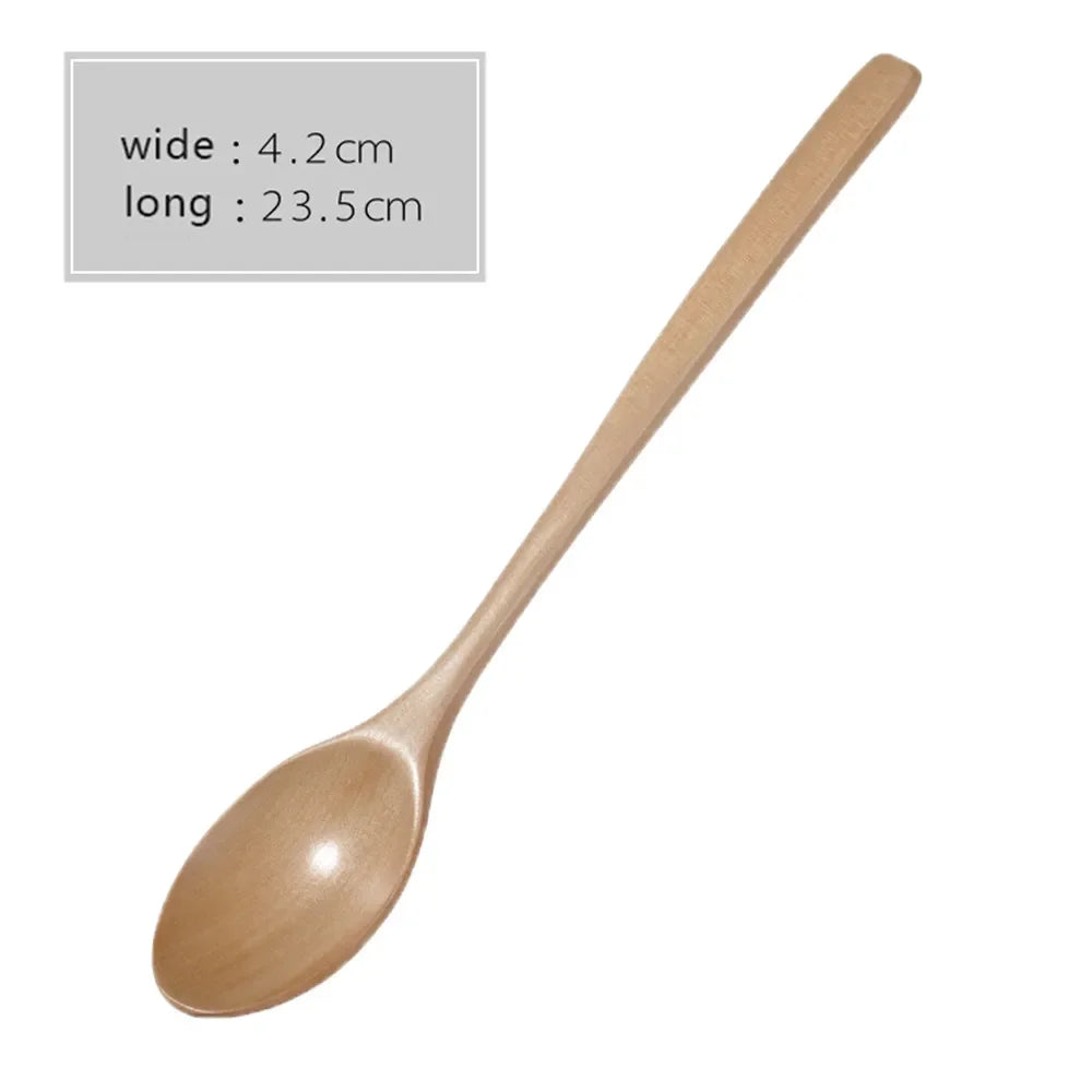 2PCS Wooden Spoons – Kitchen Tableware for Cooking, Soup, Tea, Coffee, Honey, and Catering Utensils