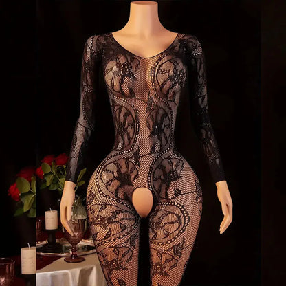 Crotchless Lingerie Bodystocking - Sexy Open Chest Sheer Women’s Erotic Underwear Bodysuit