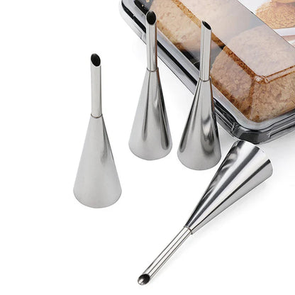 1/4 Pcs Stainless Steel Cream Puff Nozzles - Cake Icing Piping Tips for DIY Donuts, Cupcakes and Pastry Desserts, Baking Accessories