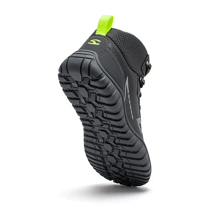 HOBIBEAR Mid-Top Barefoot Hiking Shoes – Unisex Wide Toe Lace-Up Non-Slip Trail Running Boots