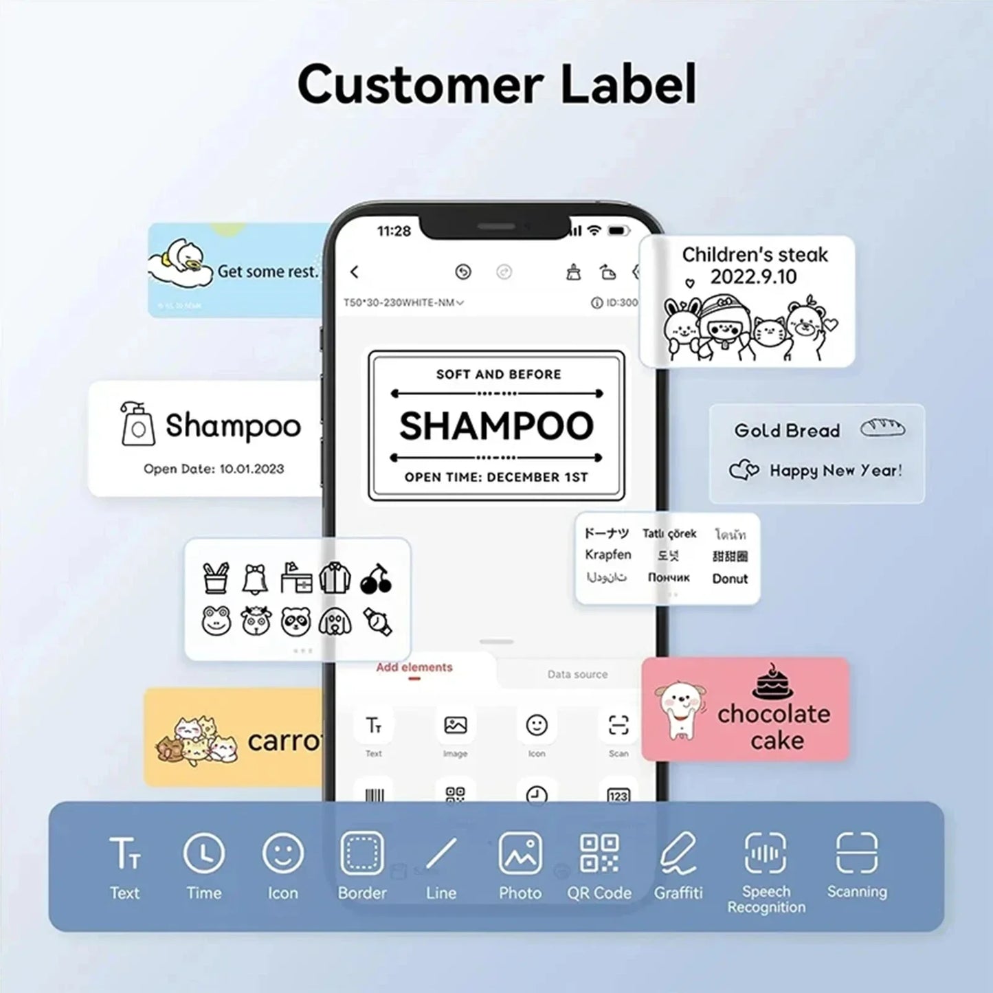 Niimbot B21/B1/B203 Mini Bluetooth Thermal Printer – Waterproof Oil-Resistant Label Maker with Adhesive Sticker Paper for Office Use