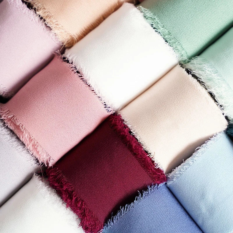 5M Handmade Frayed Edged Satin Chiffon Silk Ribbon - For Wedding Invitations, Bouquets, Birthday Party Decorations, and Gifts